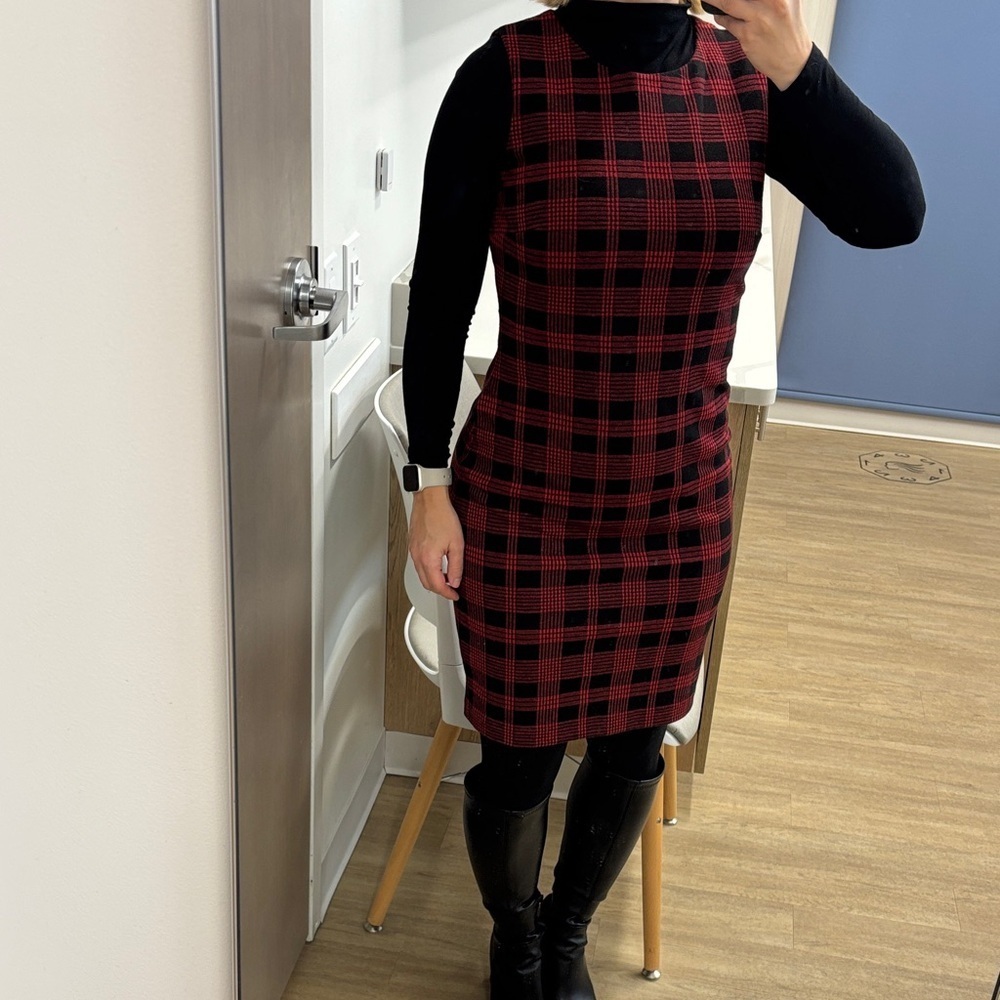 Tommy Hilfiger Red and Black Plaid Midi Dress